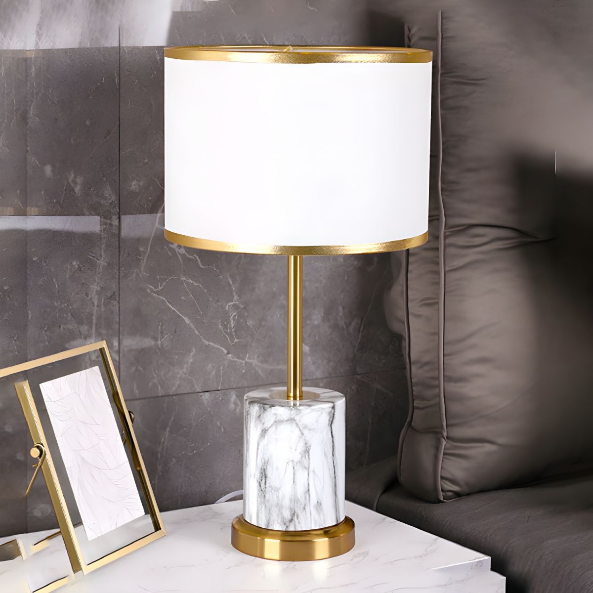 Modern Metal Touch Sensor Table Lamp With Fabric Shade | Altrixa