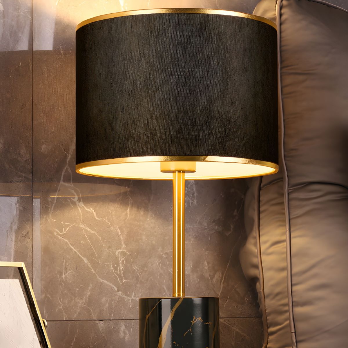 Modern Metal Touch Sensor Table Lamp With Fabric Shade | Altrixa