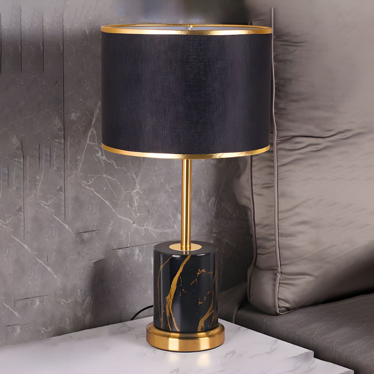Modern Metal Touch Sensor Table Lamp With Fabric Shade | Altrixa