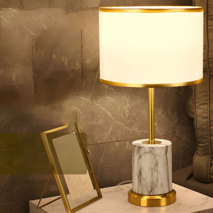 Modern Metal Touch Sensor Table Lamp With Fabric Shade | Altrixa