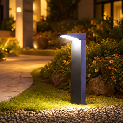 Modern Metallic LED Solar Black Outdoor Stake Light | Raynix