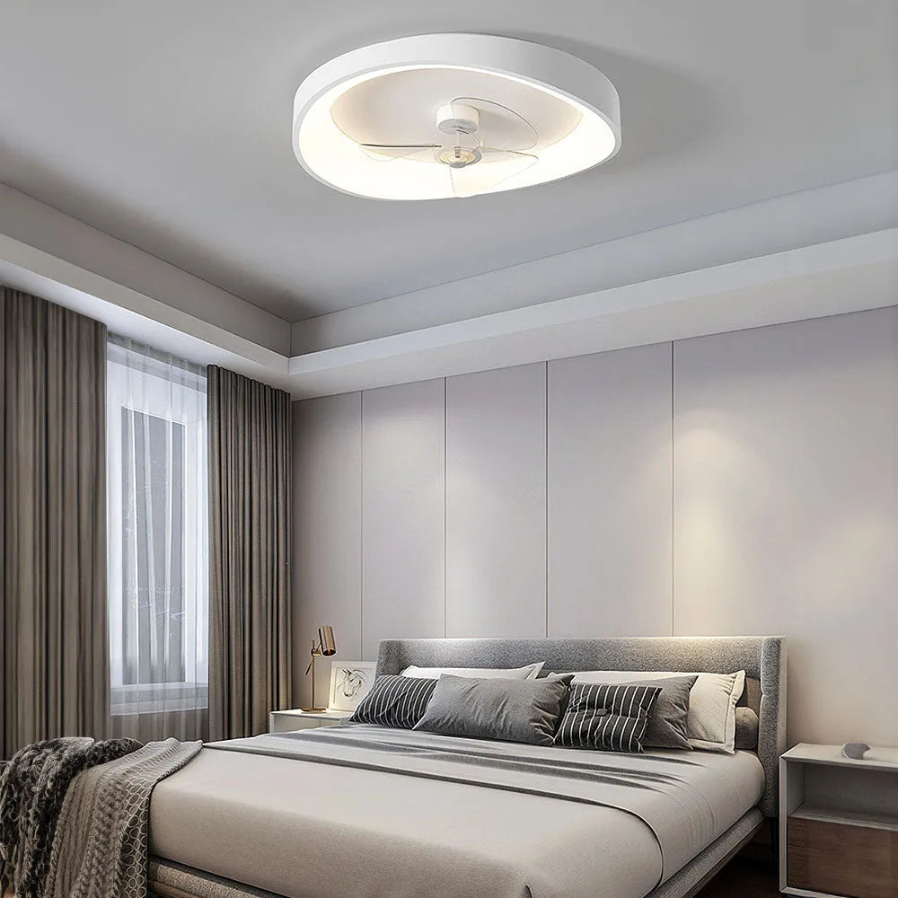 Modern Minimalist Iron Ceiling Fan Light with LED | Lenvra