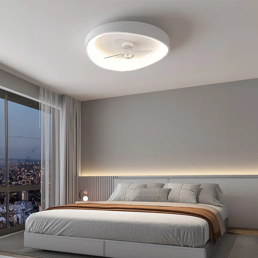 Modern Minimalist Iron Ceiling Fan Light with LED | Lenvra