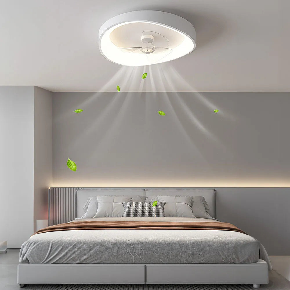 Modern Minimalist Iron Ceiling Fan Light with LED | Lenvra