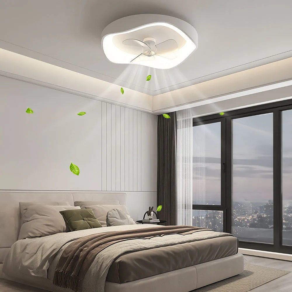 Modern Minimalist Iron Ceiling Fan Light with LED | Lenvra