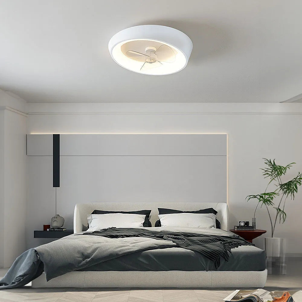 Modern Minimalist Iron Ceiling Fan Light with LED | Lenvra