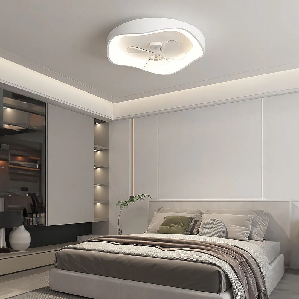 Modern Minimalist Iron Ceiling Fan Light with LED | Lenvra