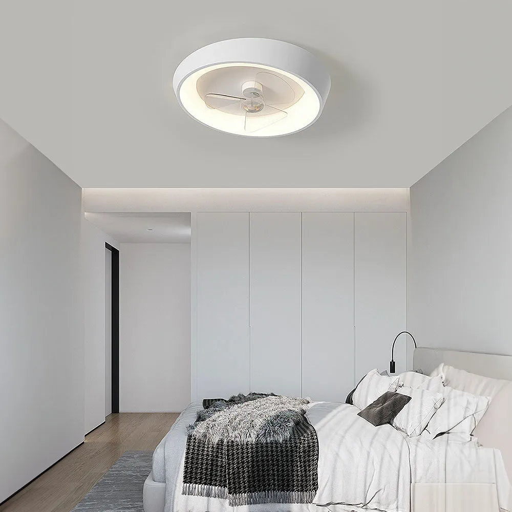 Modern Minimalist Iron Ceiling Fan Light with LED | Lenvra