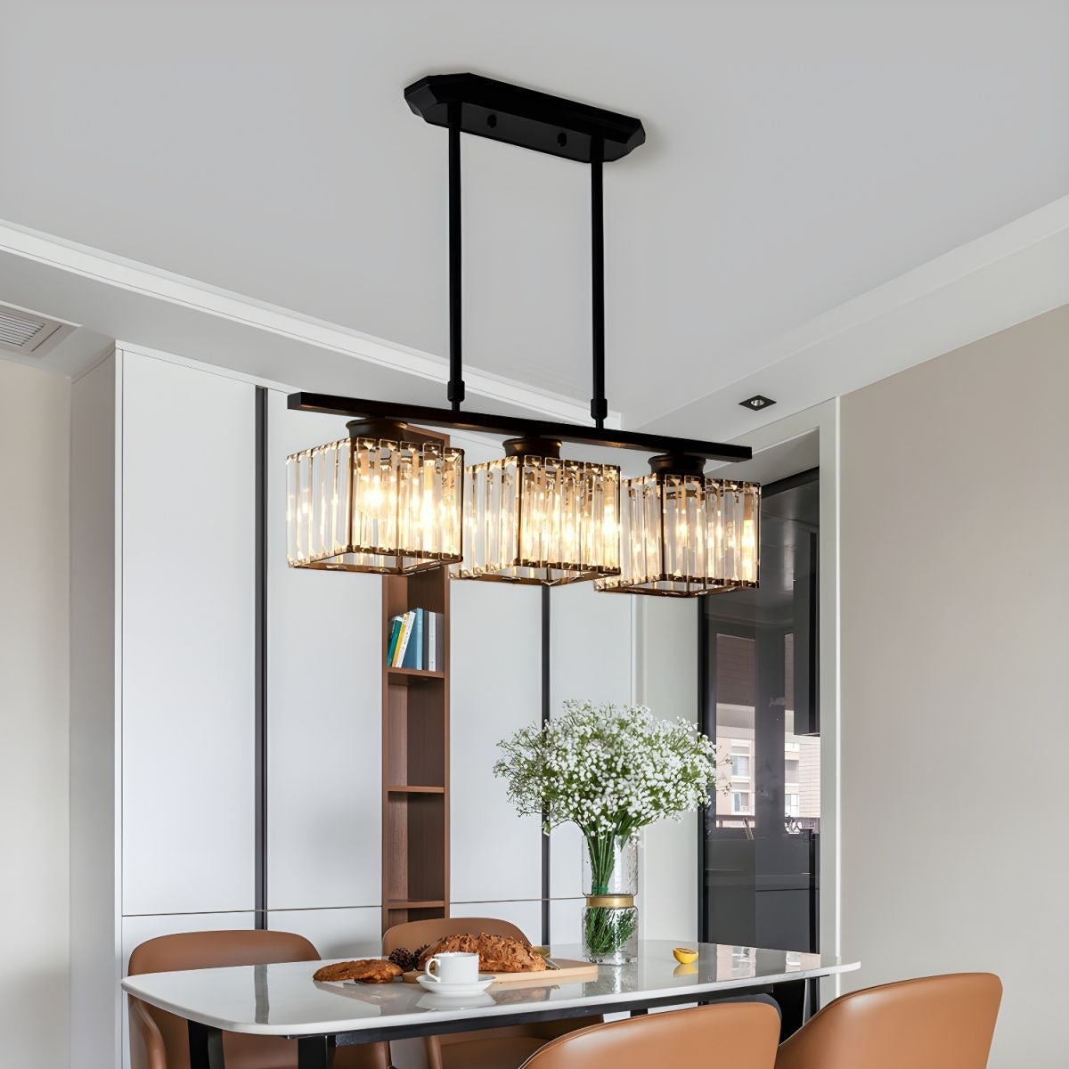 Modern Multi Head Clear Glass Dining Chandelier Light | Glasya