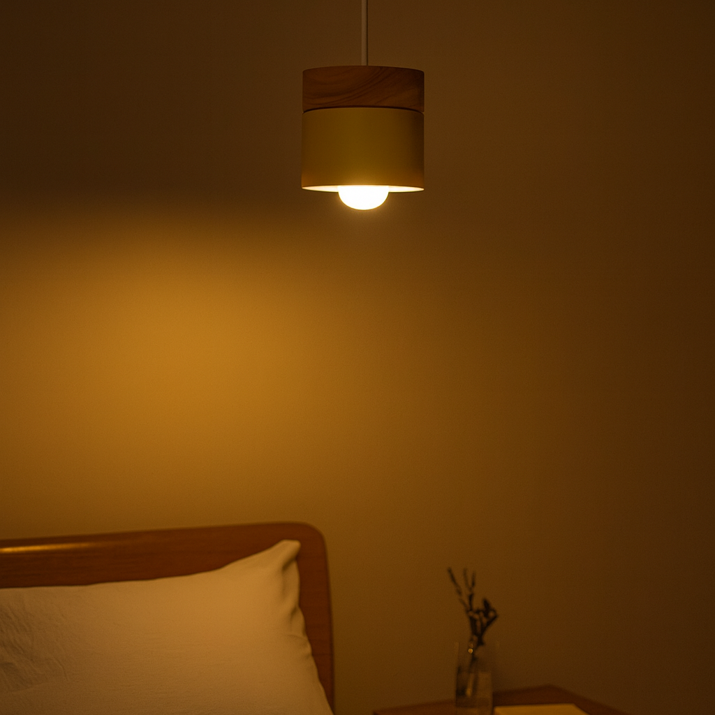 Modern Nordic Cylinder Pendant Light Wood Metal E27 | Tivora