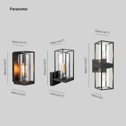 Modern Rectangular Metal Glass Outdoor Wall Light | Lumiven