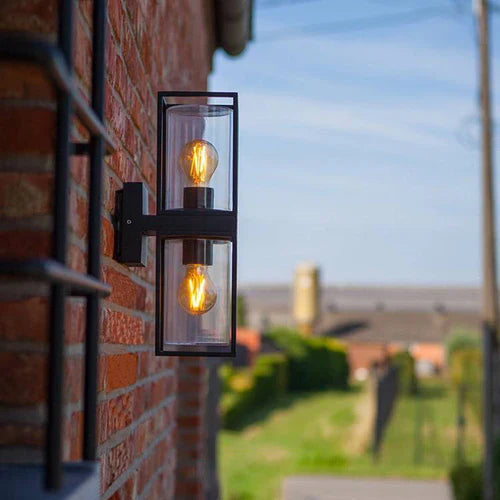 Modern Rectangular Metal Glass Outdoor Wall Light | Lumiven