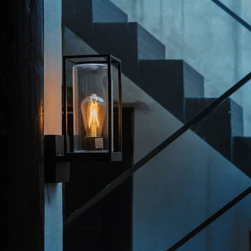 Modern Rectangular Metal Glass Outdoor Wall Light | Lumiven