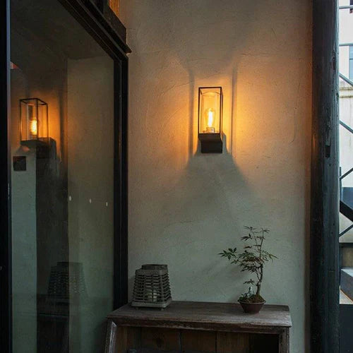 Modern Rectangular Metal Glass Outdoor Wall Light | Lumiven