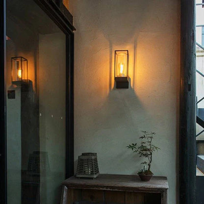 Modern Rectangular Metal Glass Outdoor Wall Light | Lumiven