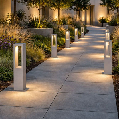 Modern Rectangular Outdoor Metal Garden Path Light | Pathora