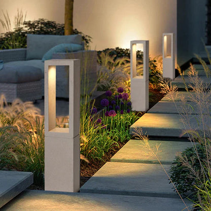 Modern Rectangular Outdoor Metal Garden Path Light | Pathora