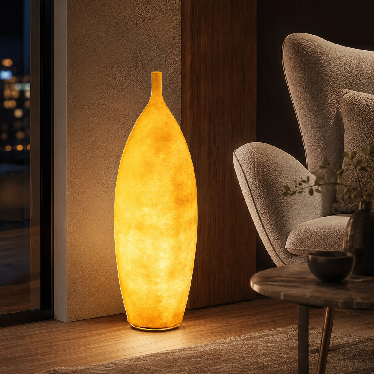 Modern Resin Shade LED Ambient Light Floor Lamp Indoor | Arvessa
