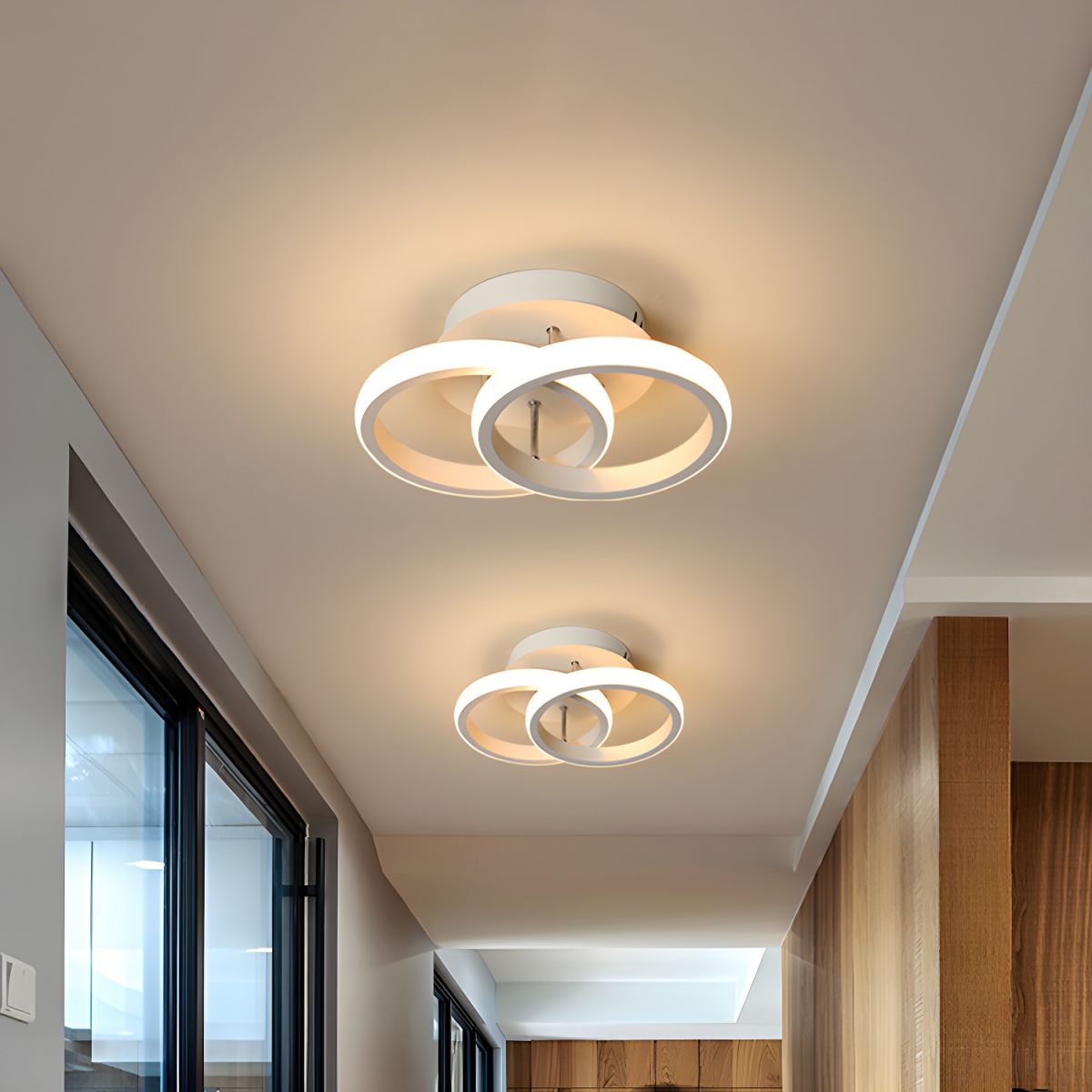 Modern Round LED Metal Semi Flush Ceiling Light | Ceilux