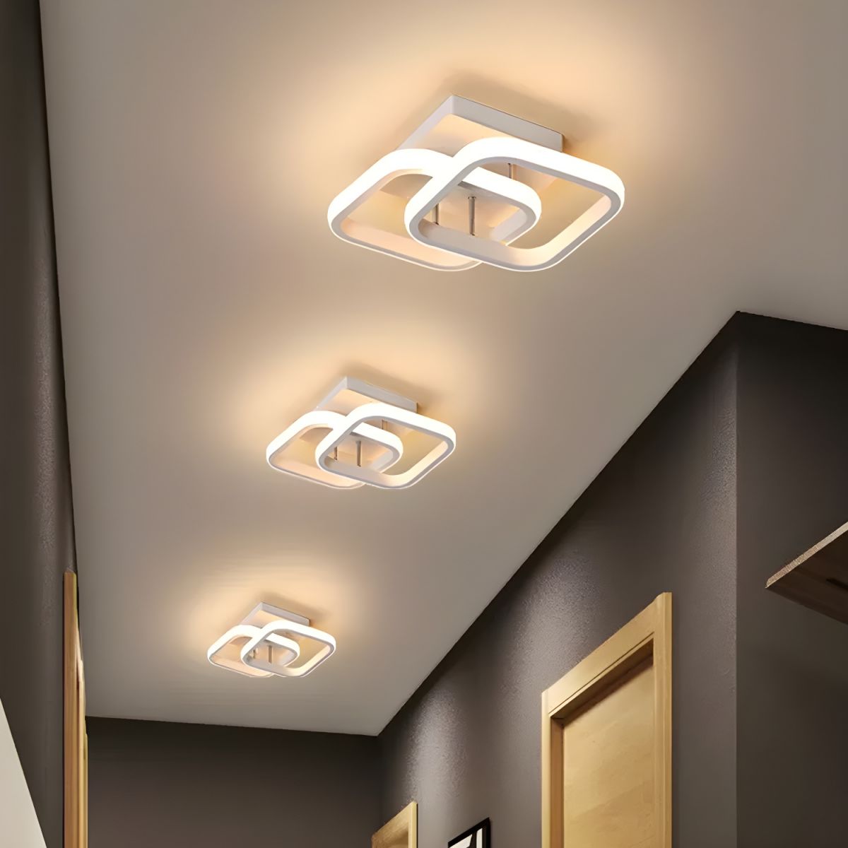 Modern Square LED Metal Ceiling Light in Black or White | Lustria