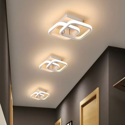 Modern Square LED Metal Ceiling Light in Black or White | Lustria