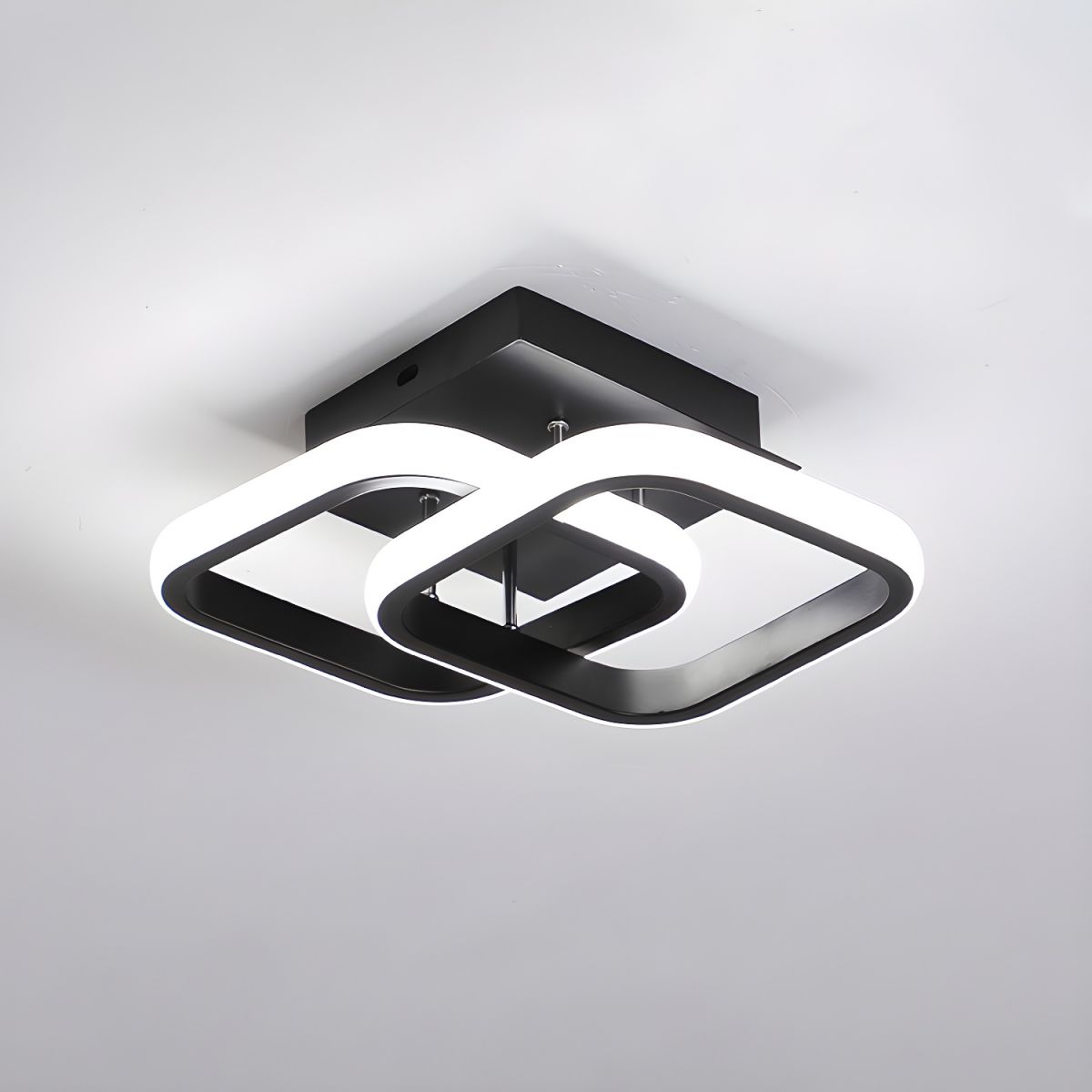 Modern Square LED Metal Ceiling Light in Black or White | Lustria