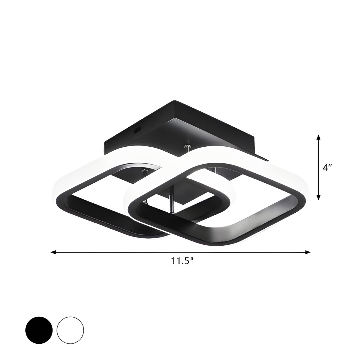 Modern Square LED Metal Ceiling Light in Black or White | Lustria
