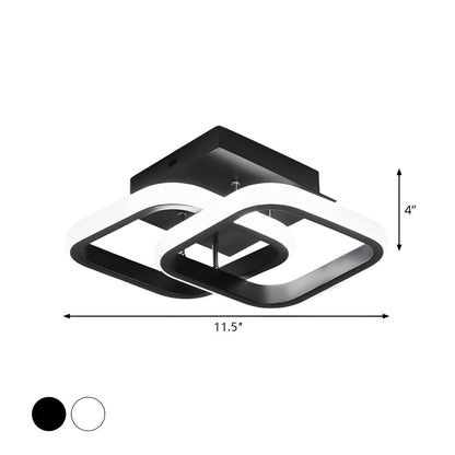 Modern Square LED Metal Ceiling Light in Black or White | Lustria