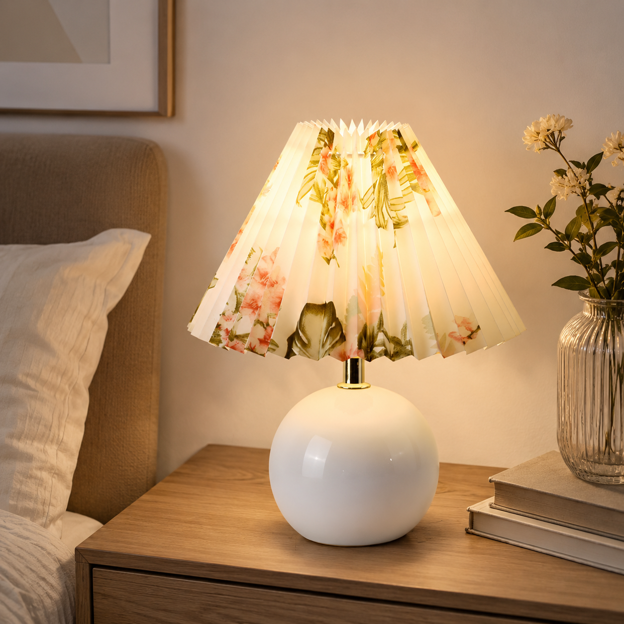 Modern Table Lamp with Ceramic Base Cone Shade | Zarnivo
