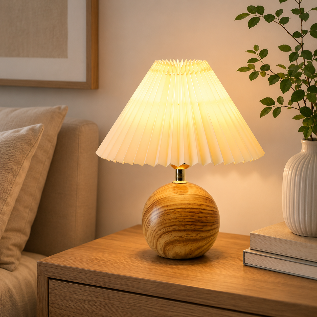 Modern Table Lamp with Ceramic Base Cone Shade | Zarnivo