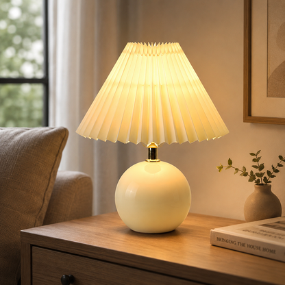 Modern Table Lamp with Ceramic Base Cone Shade | Zarnivo