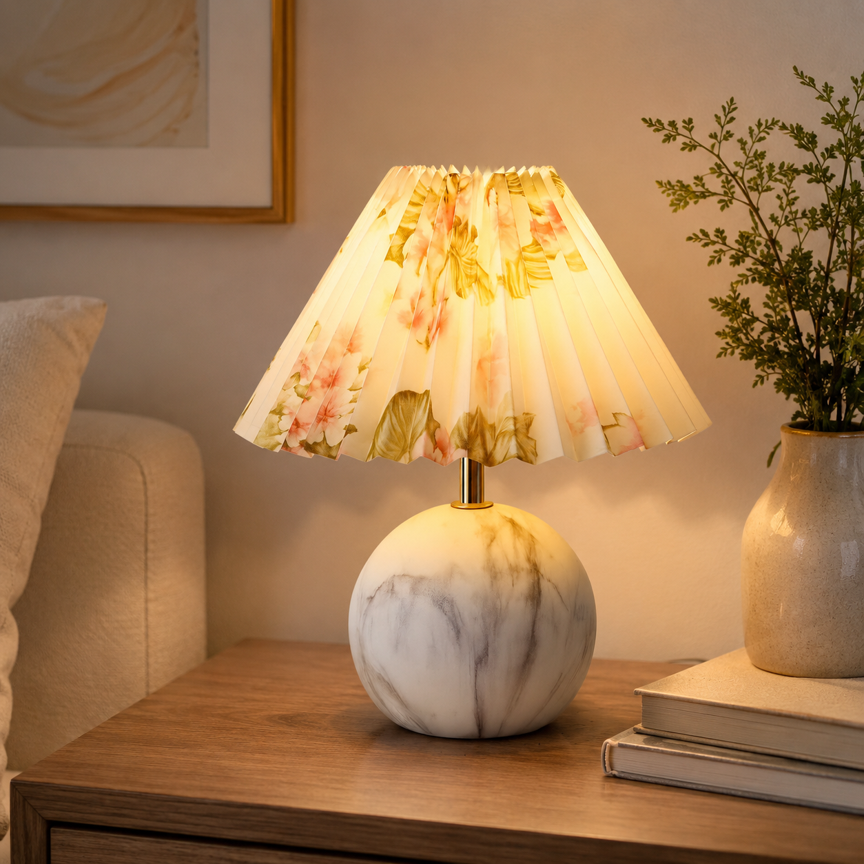 Modern Table Lamp with Ceramic Base Cone Shade | Zarnivo