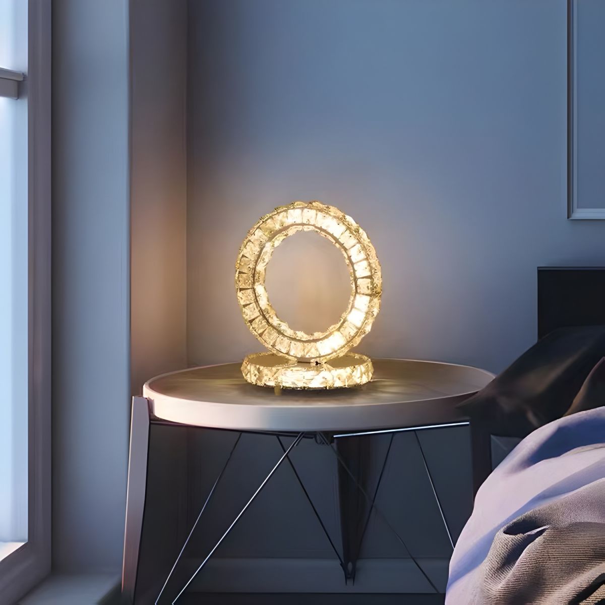 Modern Table Lamp with Crystal Shades and LED Light | Sarvico