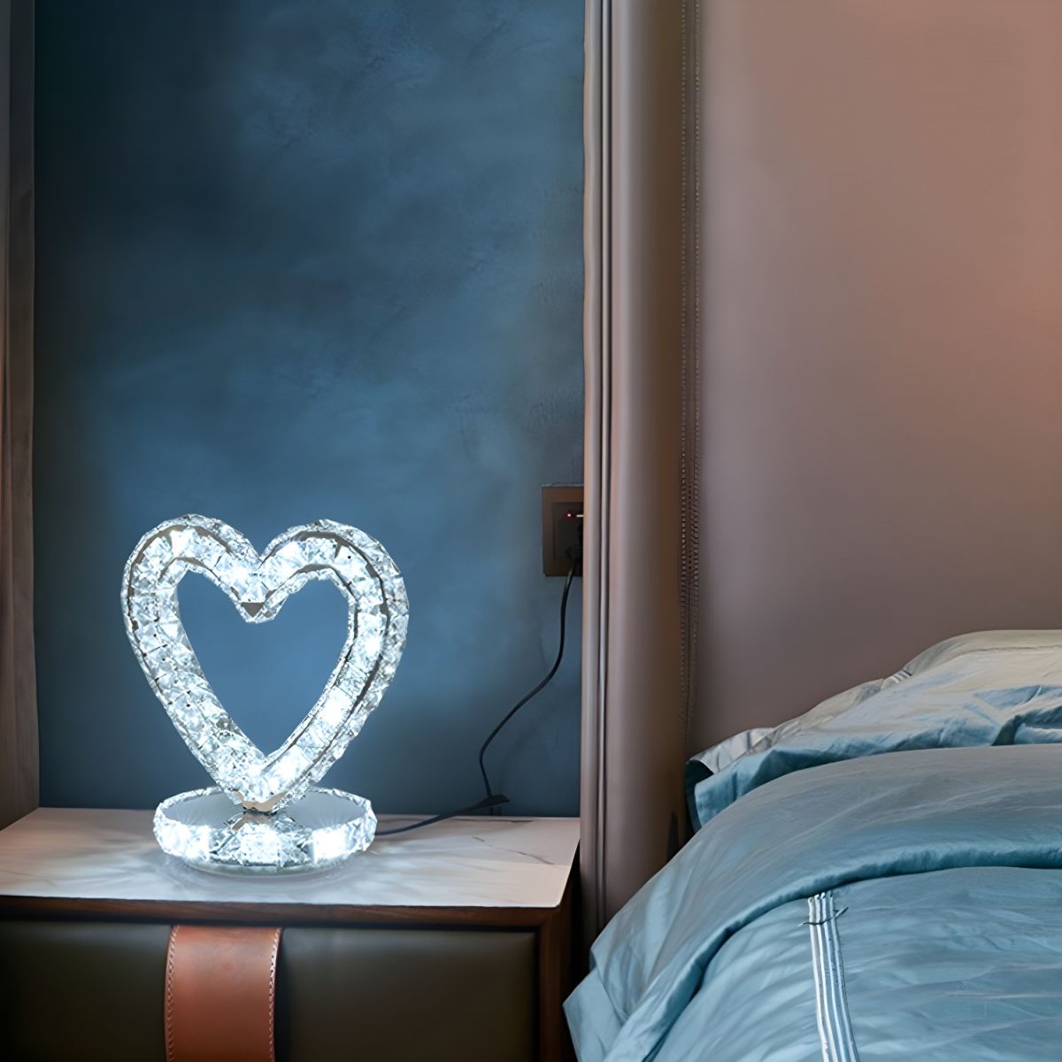 Modern Table Lamp with Crystal Shades and LED Light | Sarvico