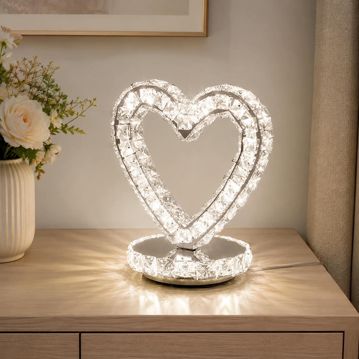 Modern Table Lamp with Crystal Shades and LED Light | Sarvico