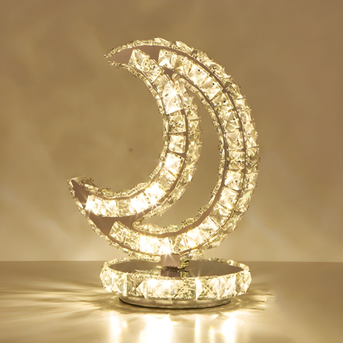 Modern Table Lamp with Crystal Shades and LED Light | Sarvico