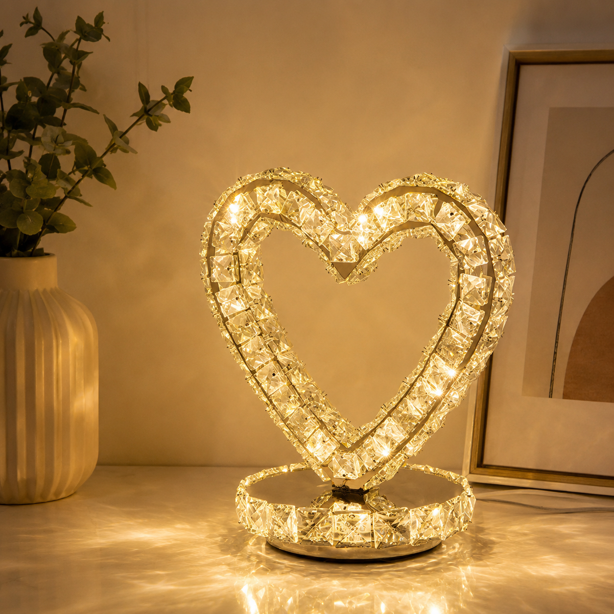 Modern Table Lamp with Crystal Shades and LED Light | Sarvico