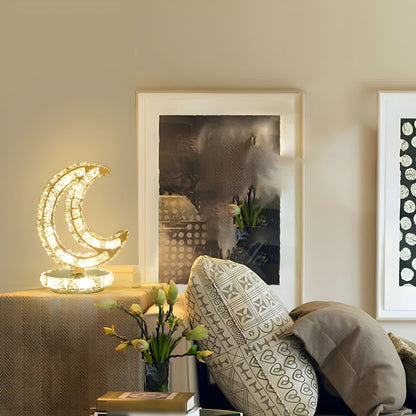 Modern Table Lamp with Crystal Shades and LED Light | Sarvico