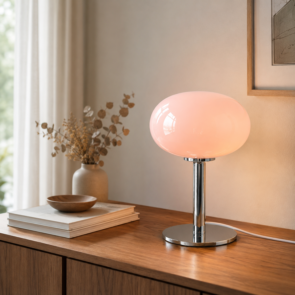 Modern Table Lamp with Glass Globe Shade Bedroom | Xelqora