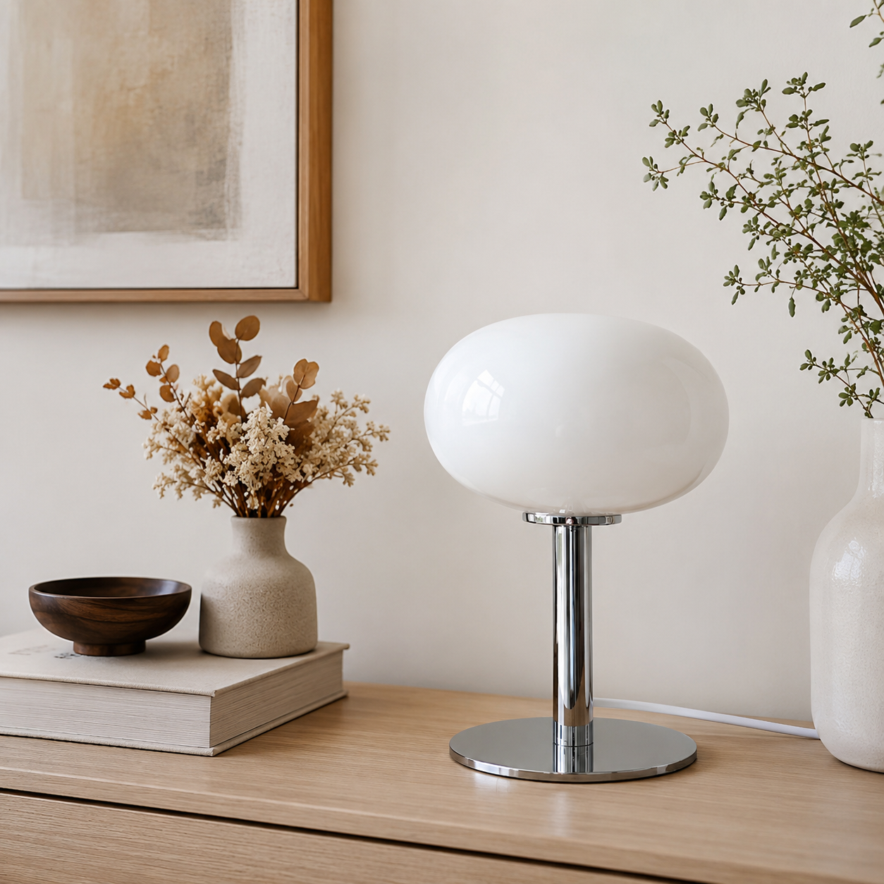 Modern Table Lamp with Glass Globe Shade Bedroom | Xelqora