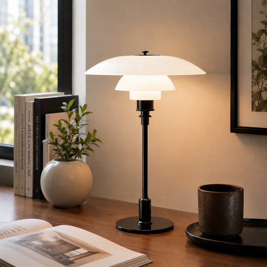 Modern Table Lamp with Glass Shade Metal Finish | Qynvora
