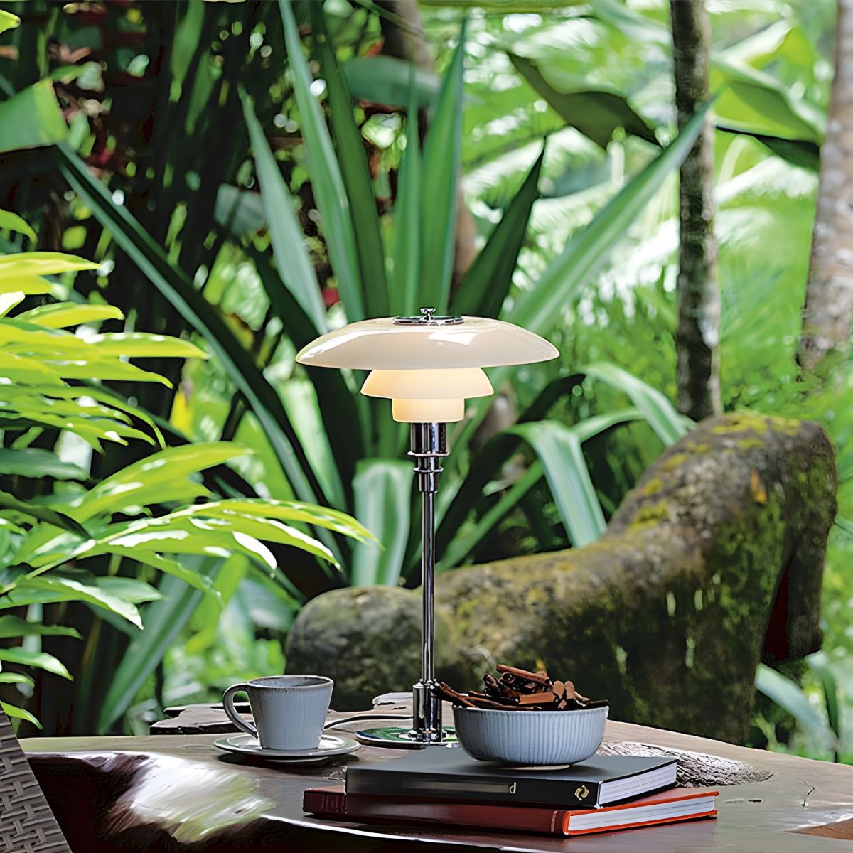 Modern Table Lamp with Glass Shade Metal Finish | Qynvora