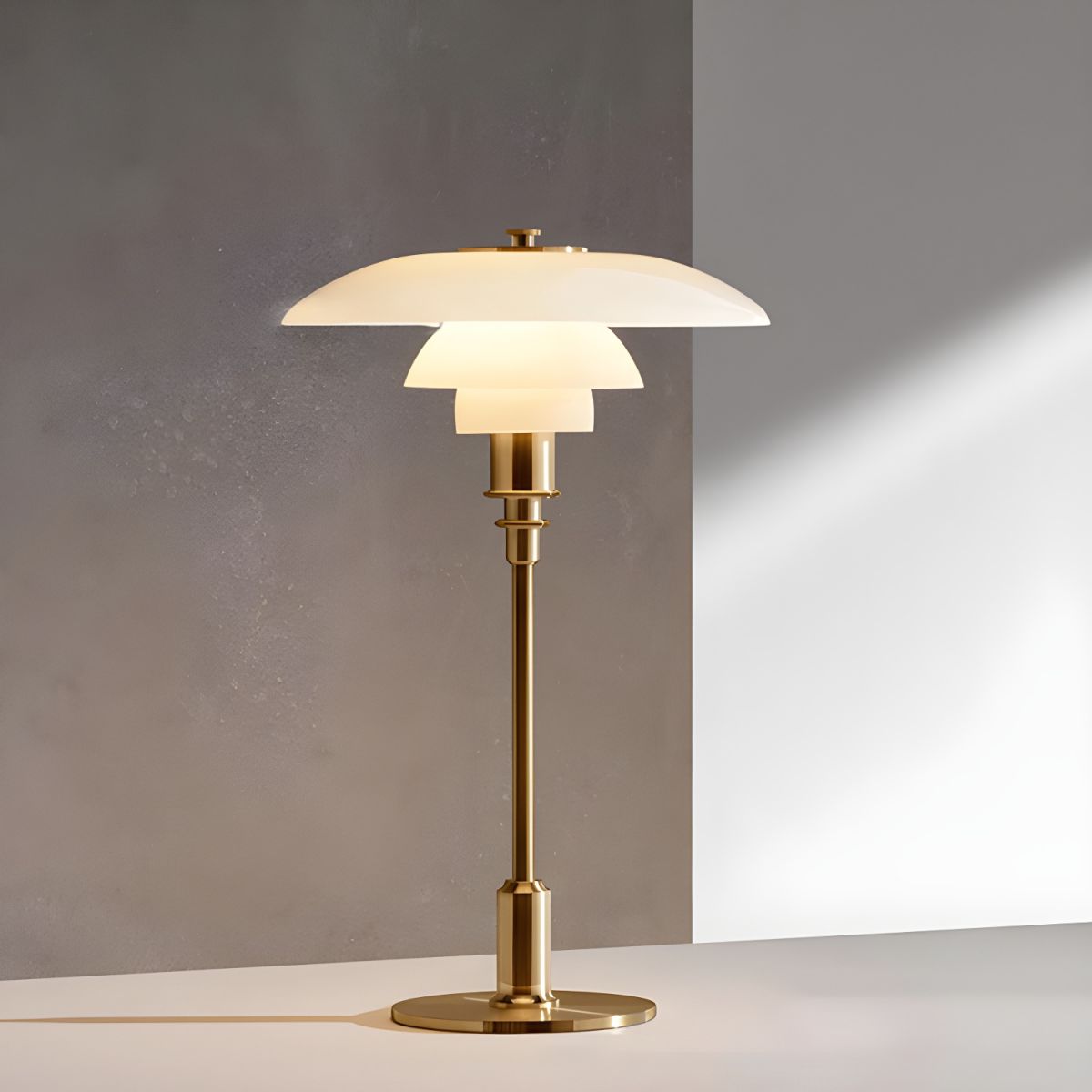 Modern Table Lamp with Glass Shade Metal Finish | Qynvora