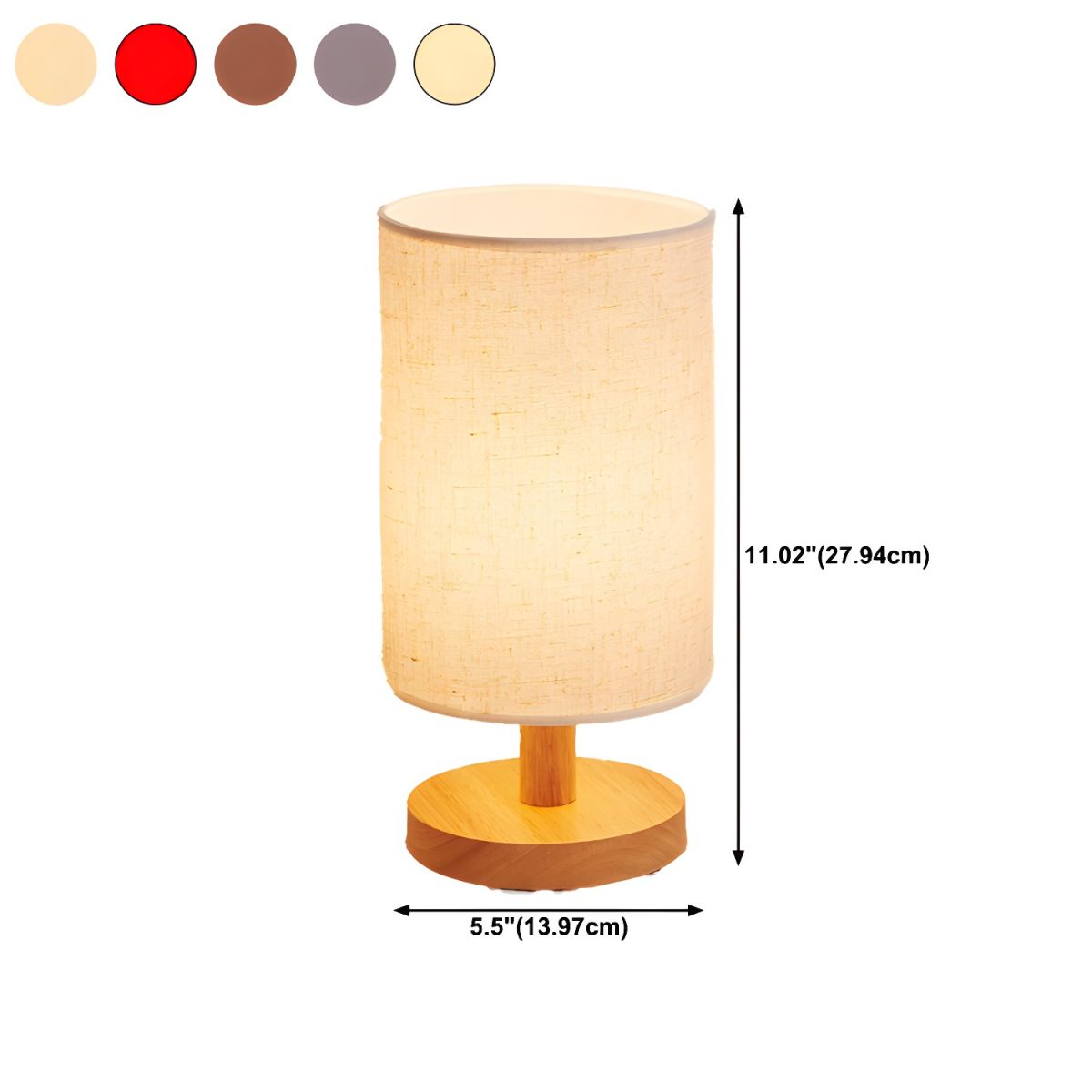 Modern Table Lamp with Solid Wood Base Fabric Shade | Qorzani