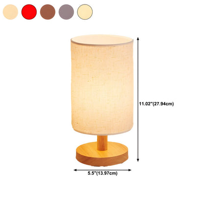 Modern Table Lamp with Solid Wood Base Fabric Shade | Qorzani