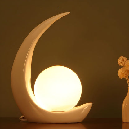 Modern Table Lamp with White Glass Globe Shade | Solvira