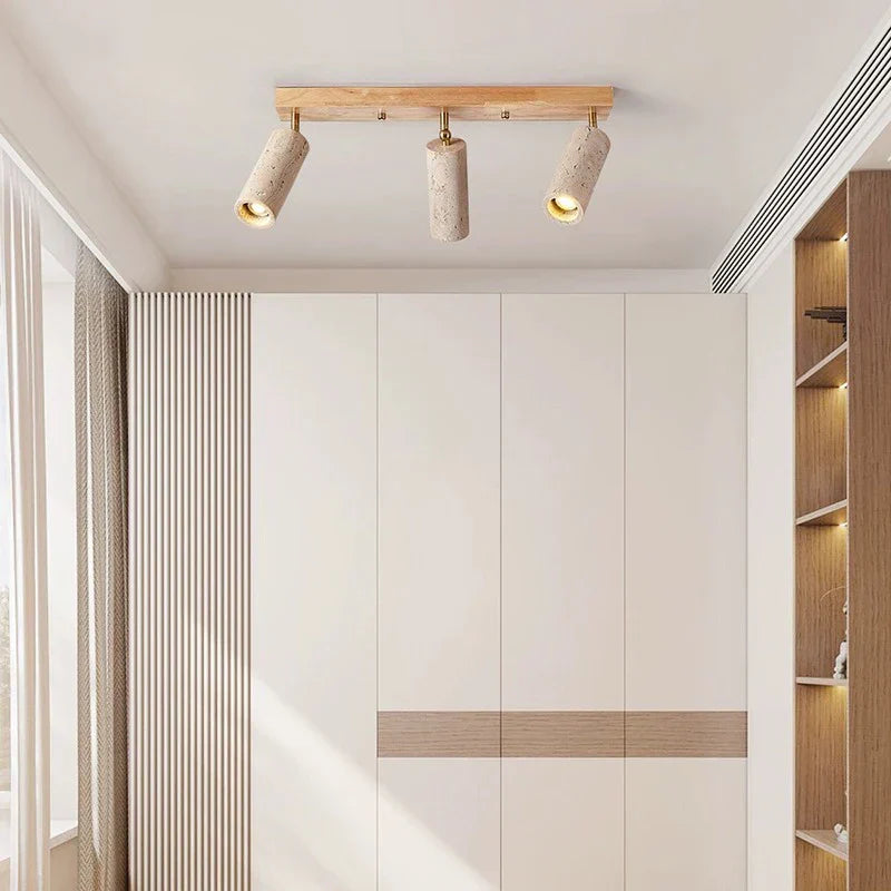 Modern Travertine Finish Ceiling Light Fixture | Polvra