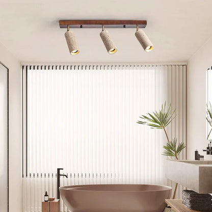 Modern Travertine Finish Ceiling Light Fixture | Polvra