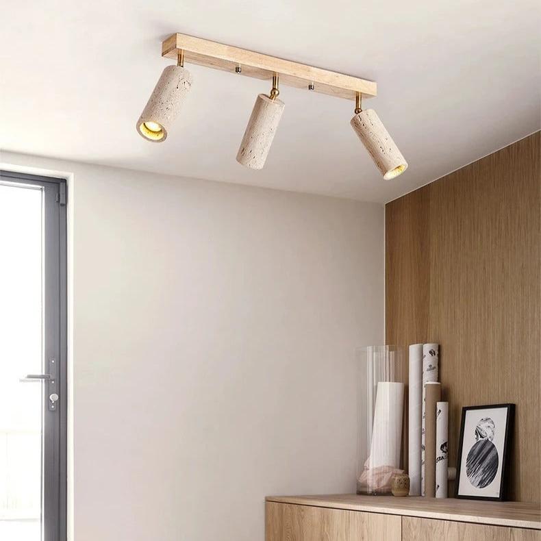 Modern Travertine Finish Ceiling Light Fixture | Polvra