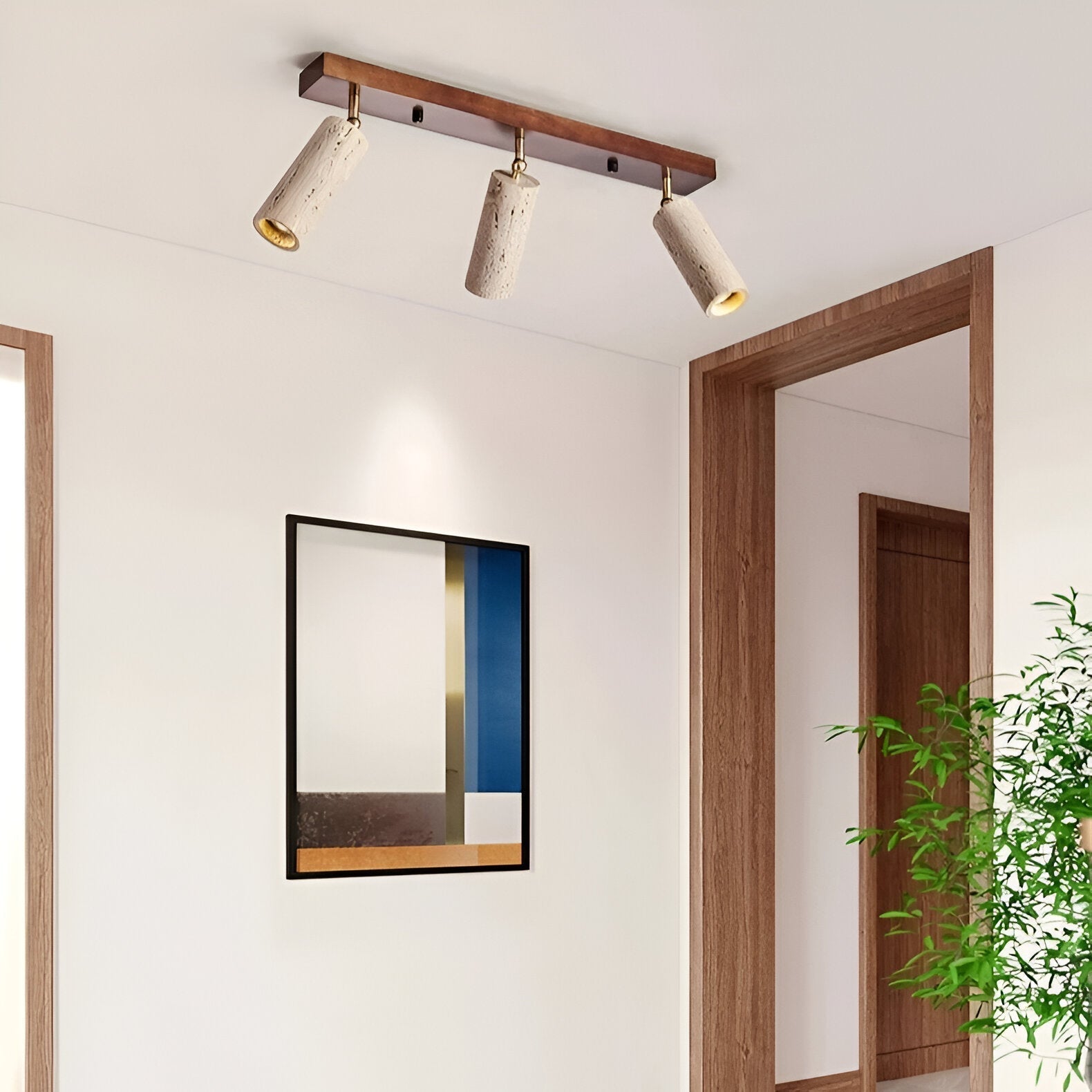 Modern Travertine Finish Ceiling Light Fixture | Polvra